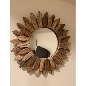 New Wall Mirror Decorative 12 inch Rustic Wood Mirror Sunburst Boho Mirror